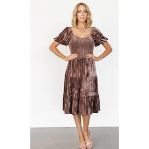 NWT BALTICBORN Fay velvet midi dress cocoa size 1XL